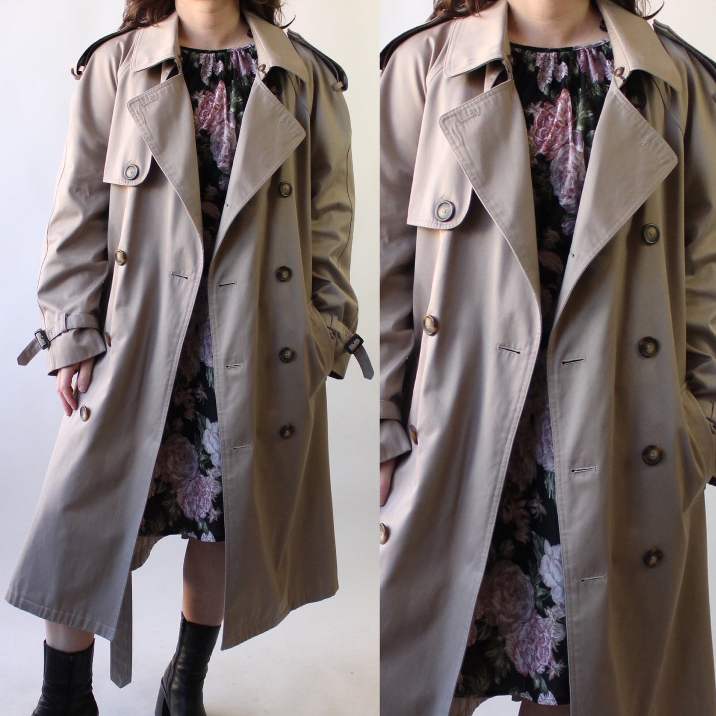 90s Classic Khaki Trench Coat