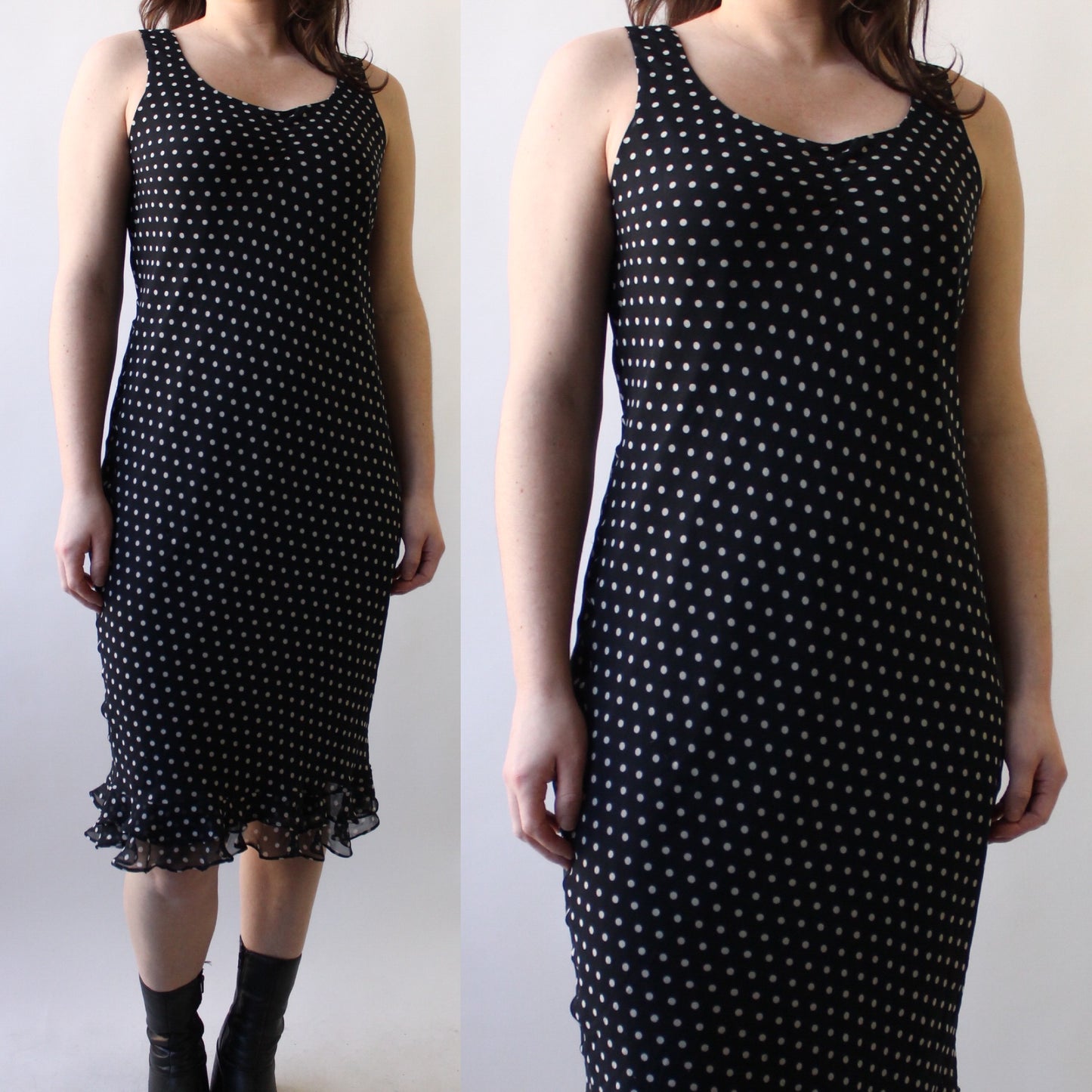 90s Deadstock Silk Polka Dot Dress