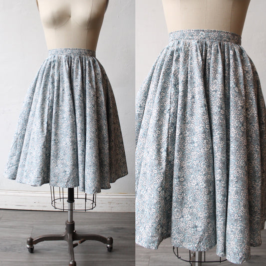 Handmade 50s Look Blue Floral Circle Skirt