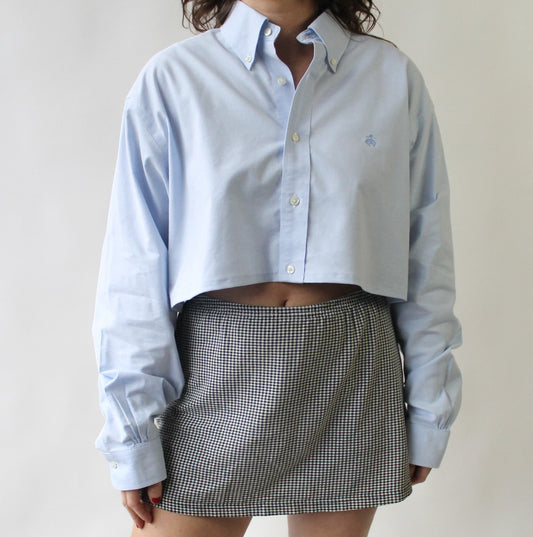 Reworked Brooks Brothers Oxford Crop Top