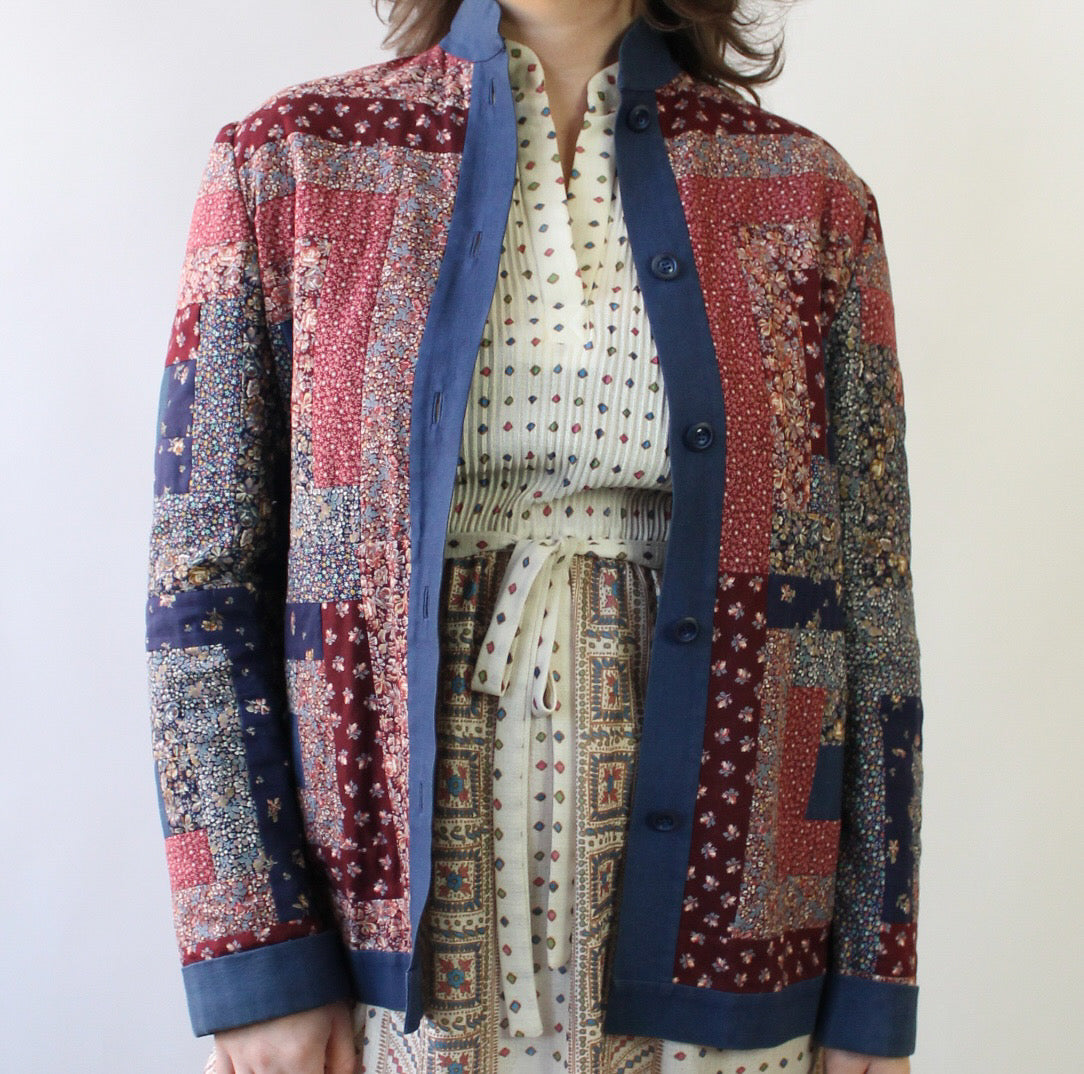 90s Handmade Quilted Squares Jacket