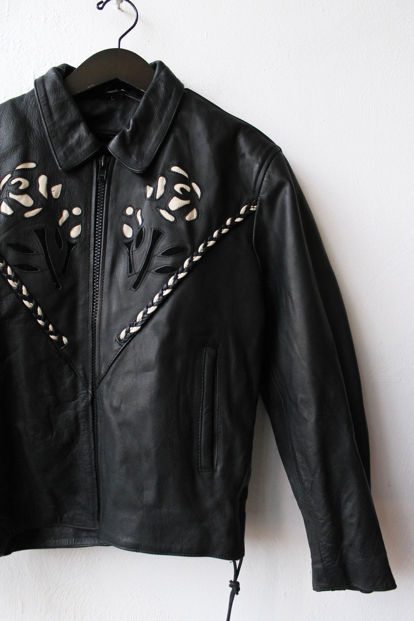 90s Rose Cut Leather Jacket with Zip Out Liner