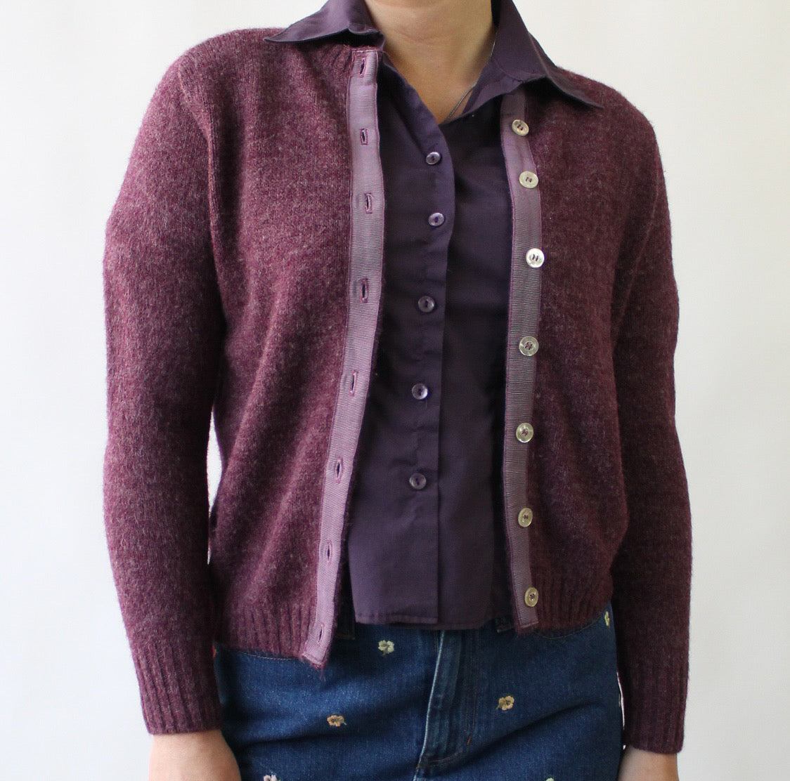 60s Eggplant Acrylic Cardigan