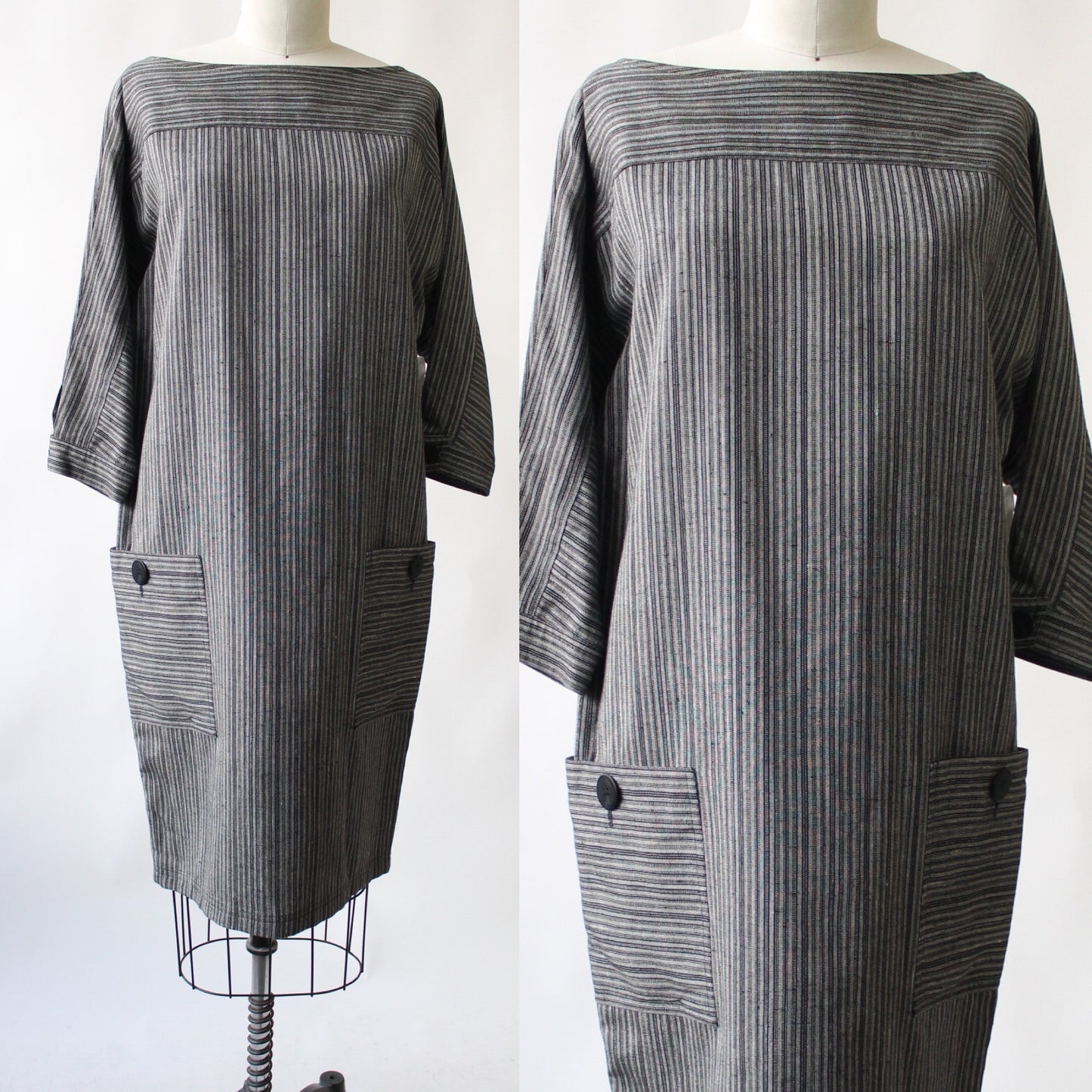 80s Tahari Shapeless Striped Dress