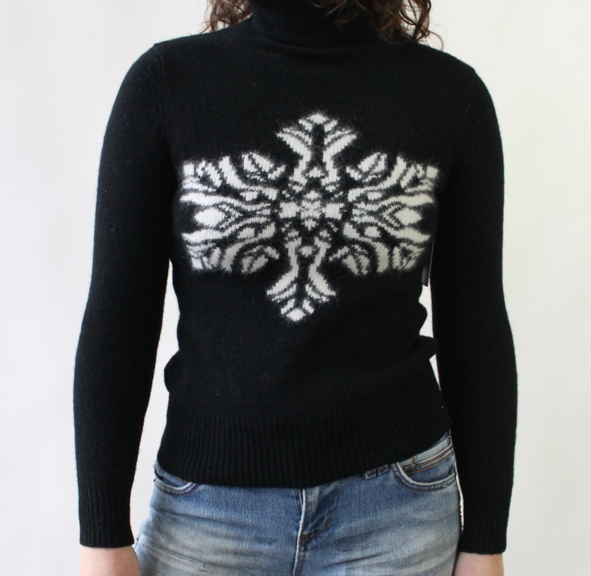 90s Wool Snowflake Turtleneck Sweater