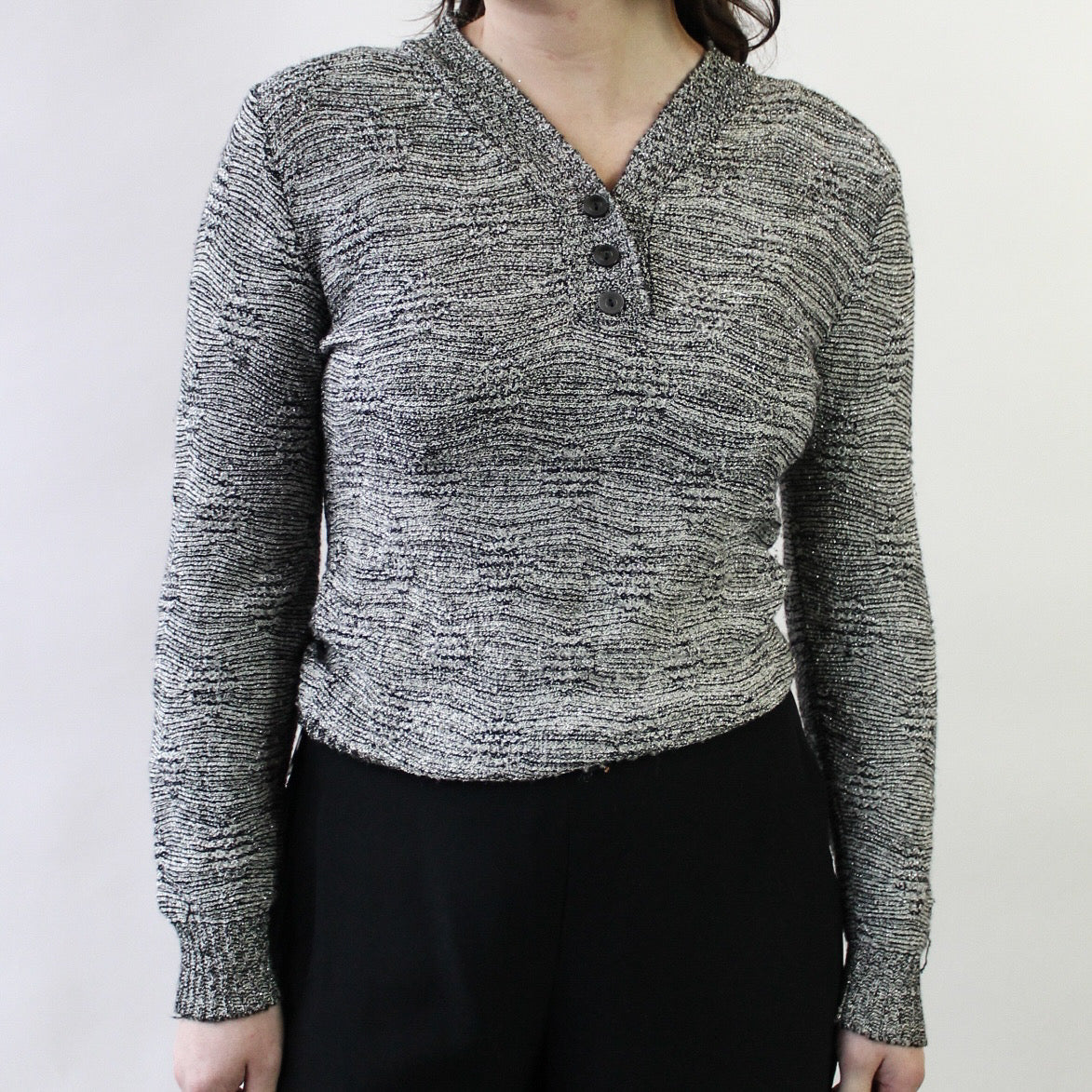 80s Gray Glitter Sweater