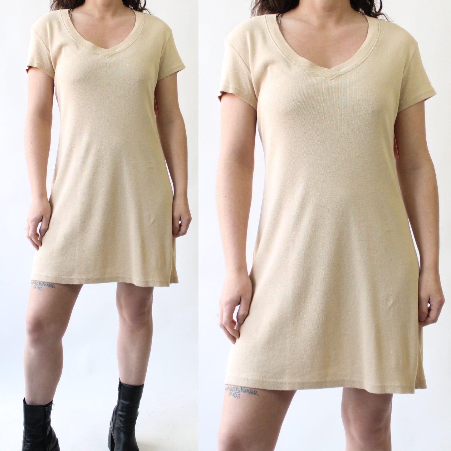 90s Tan Tee Shirt Dress