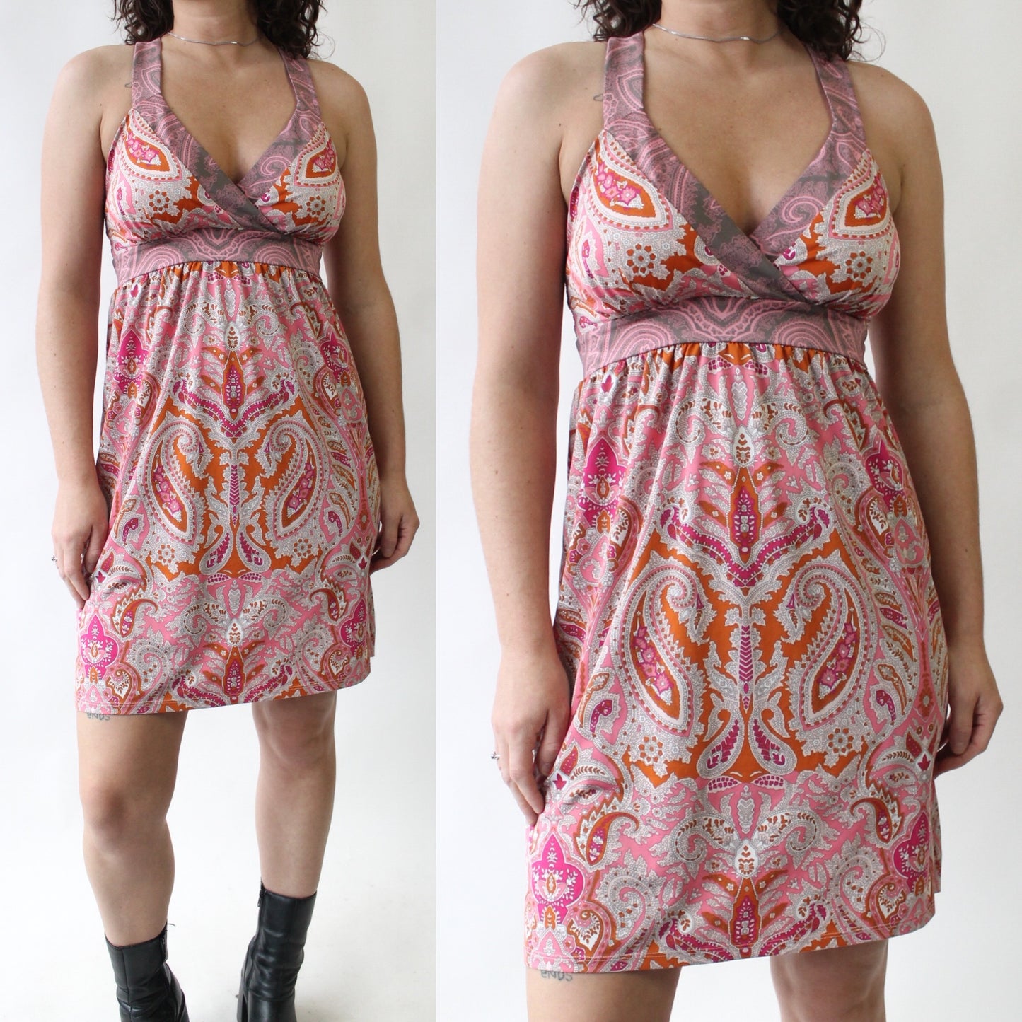 Y2K Paisley Print Halter Dress