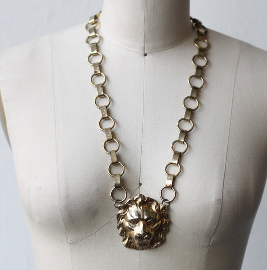 Gold Lion Head Necklace