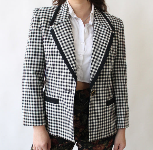 90s Gingham Check Blazer