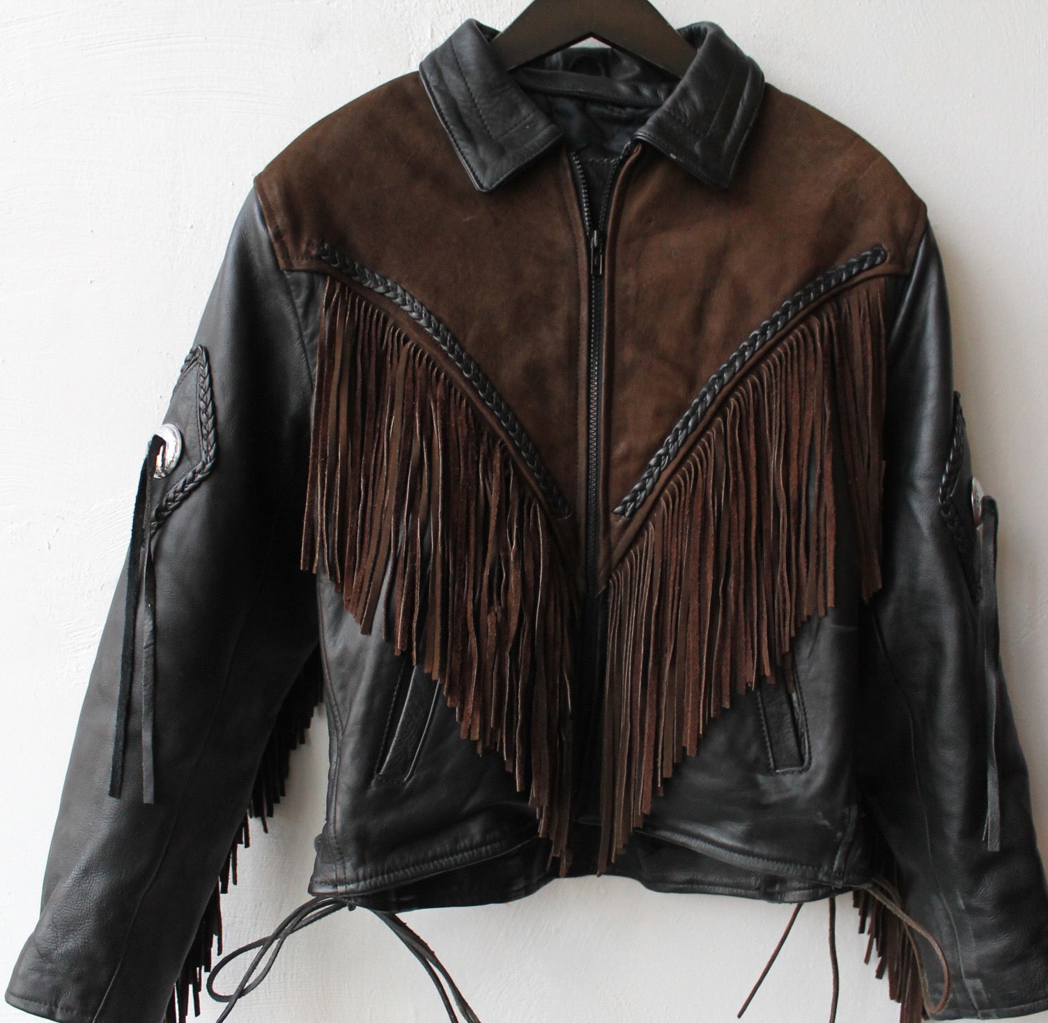 Top 90s fringe Leather vest