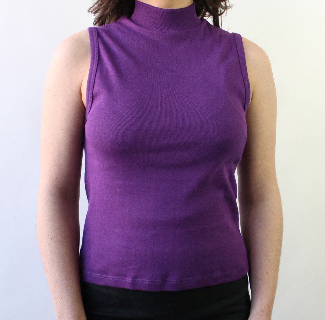 80s Purple Sleeveless Turtleneck