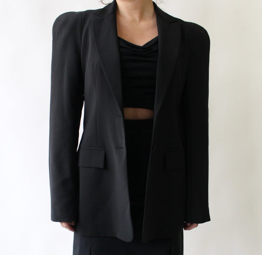 CRNT Tibi Strong Shoulder Black Blazer