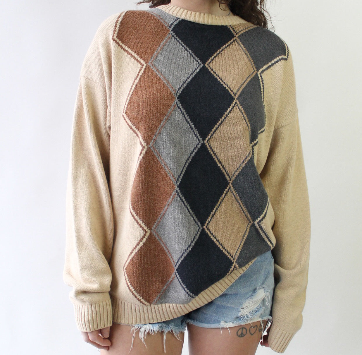 90s Cotton Argyle Sweater