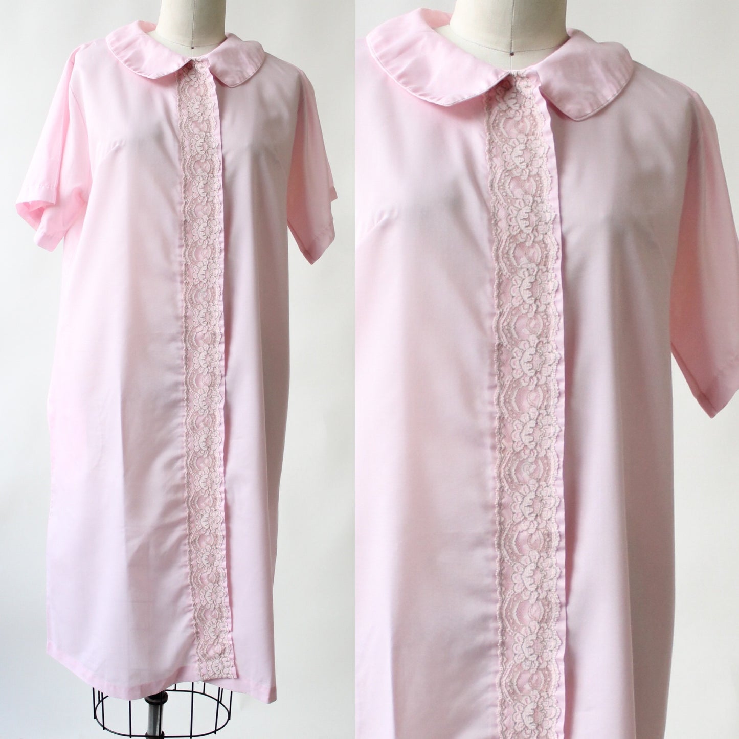 60s Baby Pink House Coat with Embroidery