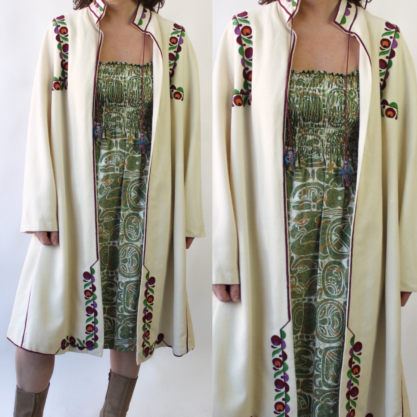 60s Boho LIght Weight Wool Embroidered Jacket