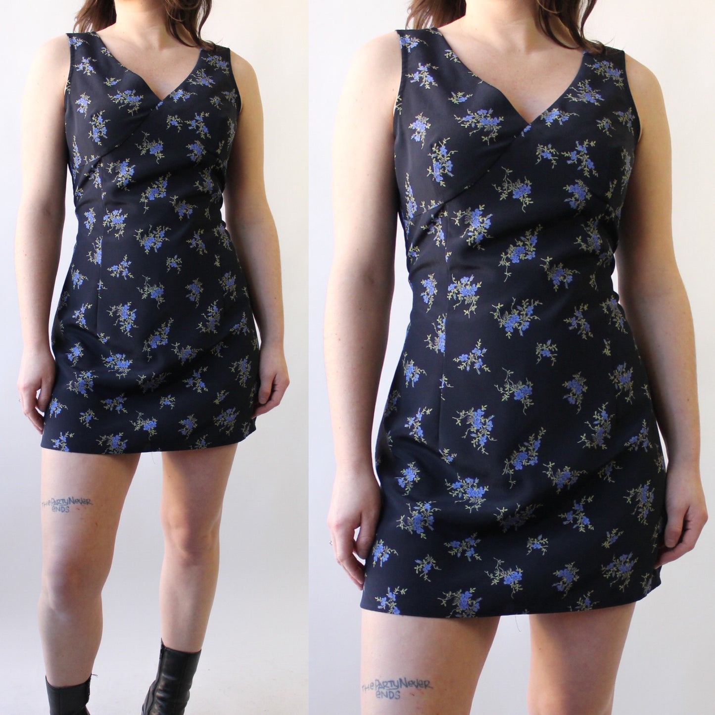 90s Navy Blue Floral Romper