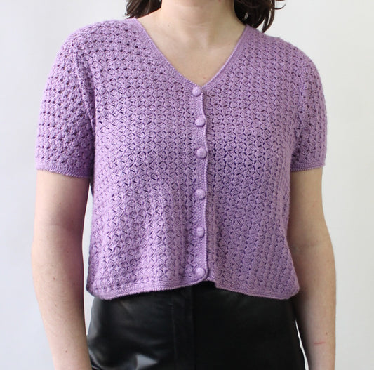 90s Lavender Crochet Crop Top