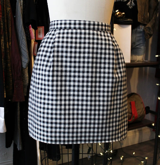 Reworked Black and White Gingham Mini Skirt