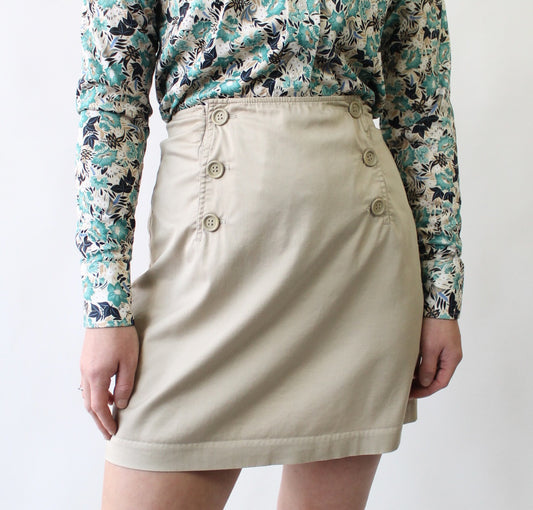 90s Limited Khaki Skirt with Buttons