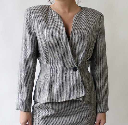 90s Christian Dior Wasp Houndstooth Suit Jacket