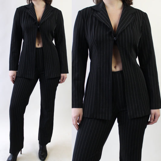 90s Supermodel Pin Stripe Suit