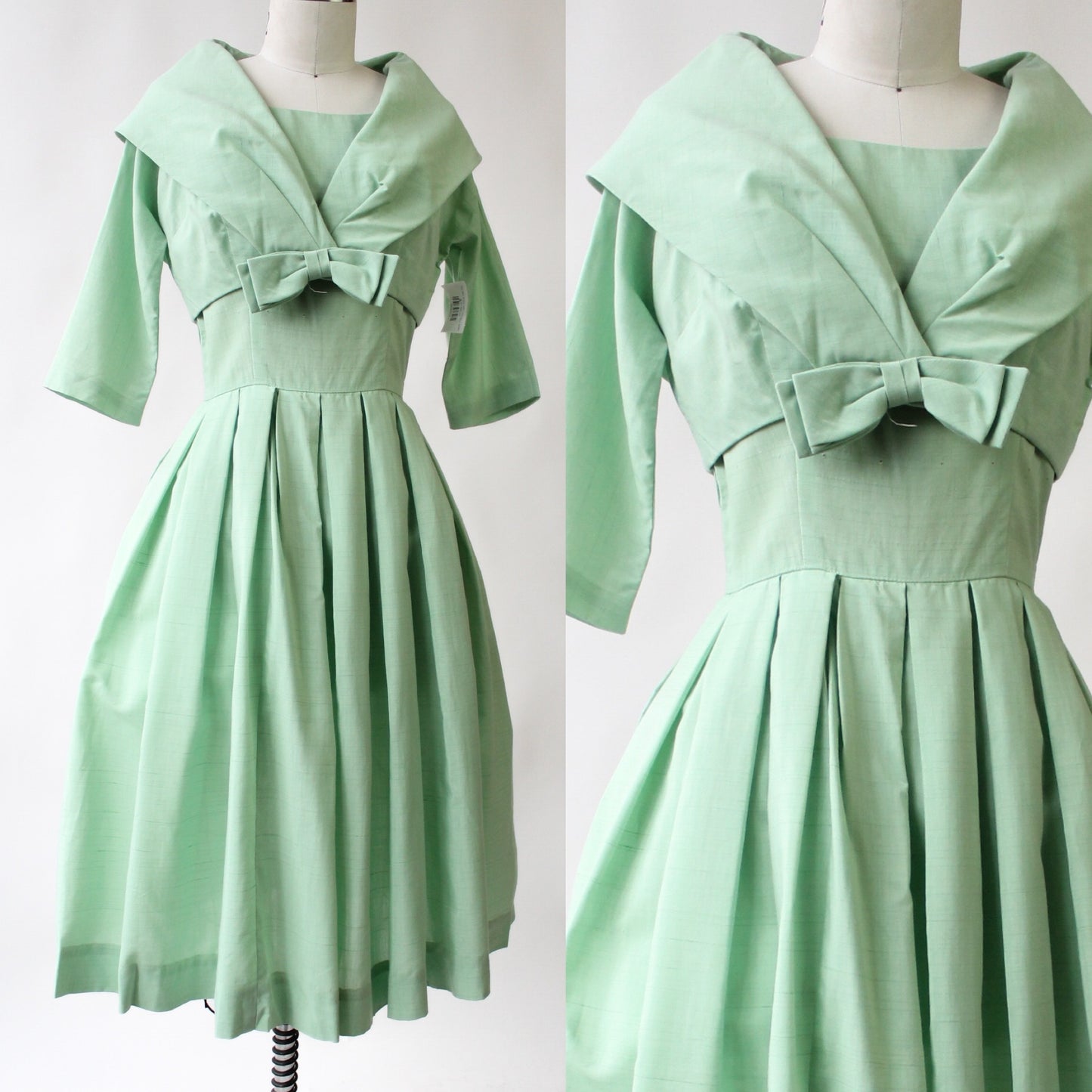 50s Mint Dress with Little Bow Jacket