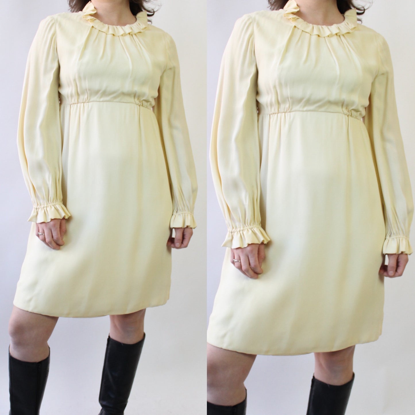 60s Butter Babydoll Dress with Ruffles