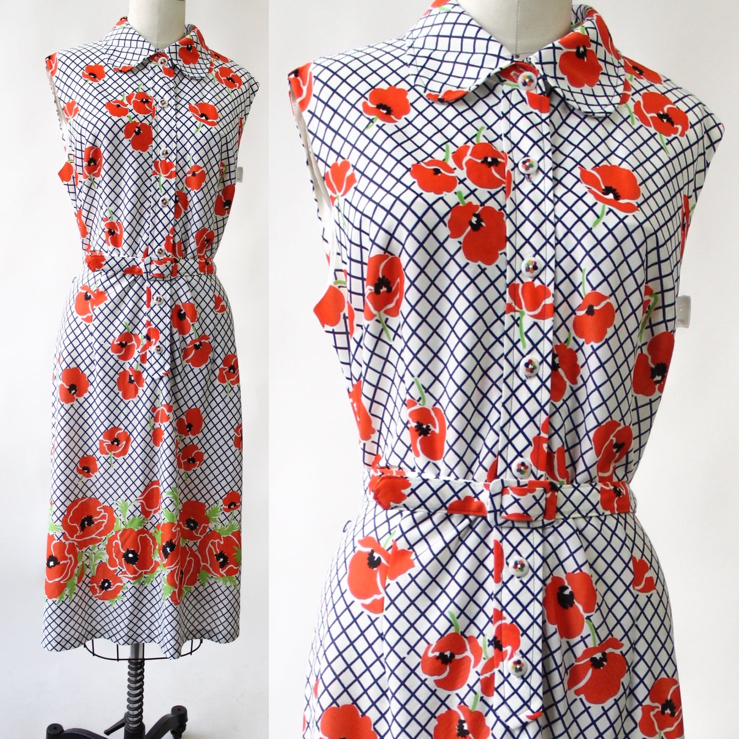 70s Poppy Poly Dress with Belt