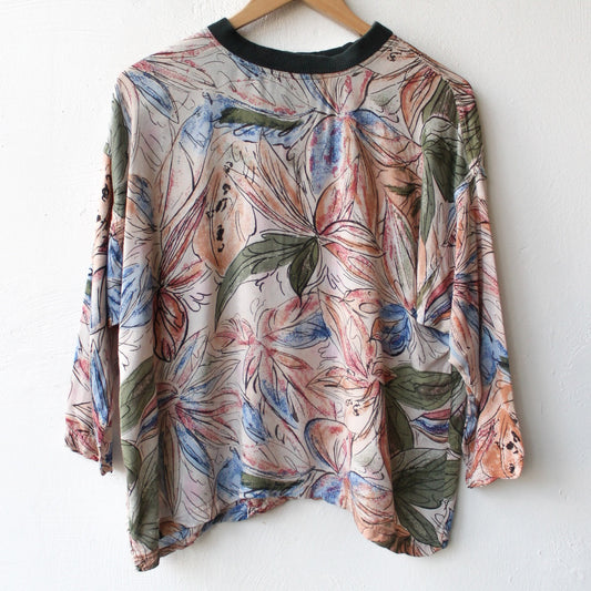 90s Floral Print Rayon Top