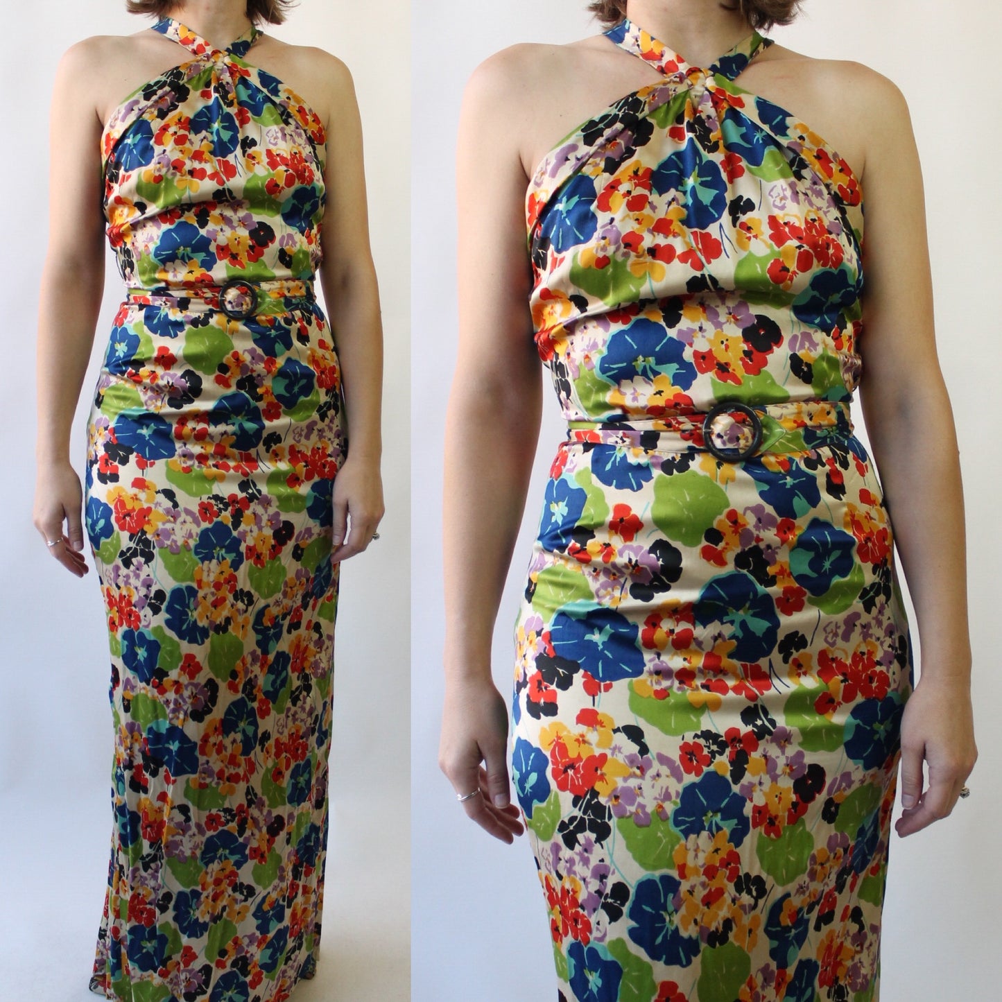 30s Floral Silk Gown