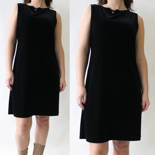 90s Minimalist Black Velvet Dress