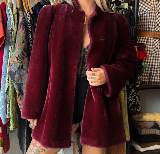 80s Sasson Faux Fur Purple Coat