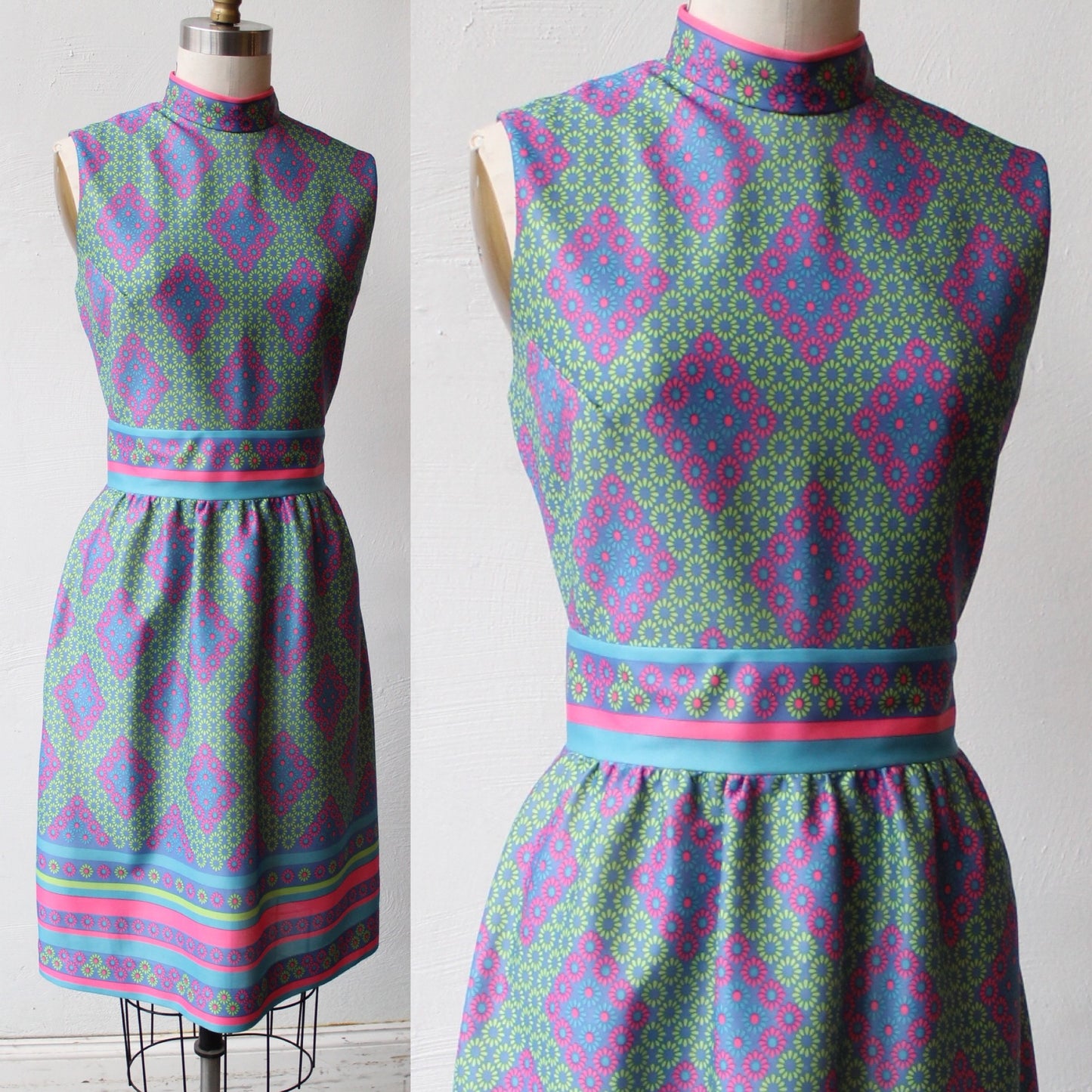 70s Emilio Borghese Groovy Daisy Print Dress