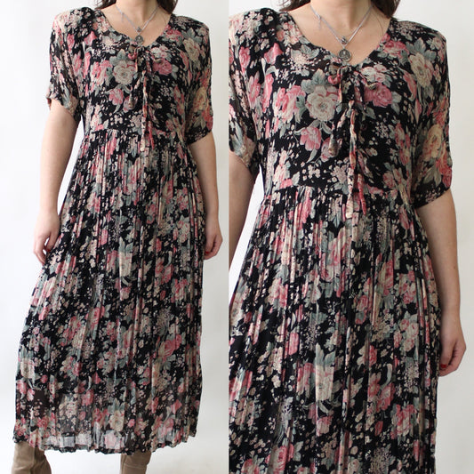 90s Layered Sheer Floral Granny Dress