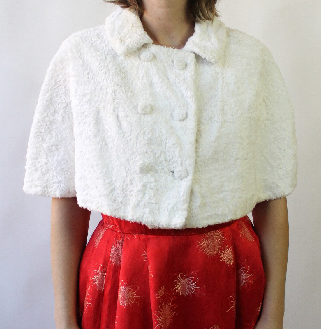 60s White Faux Fur Capelet