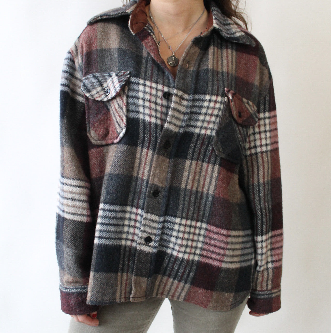 90s Wool Blend Flannel Shacket