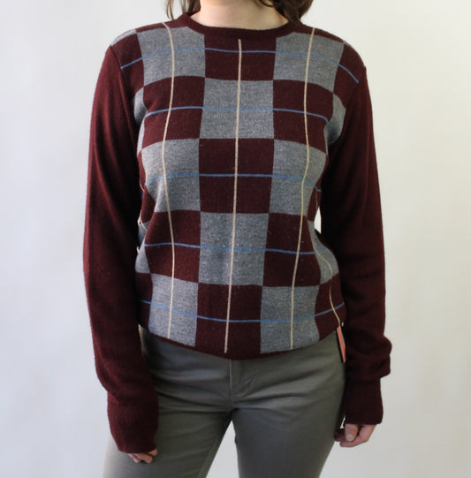 80s Checkerboard Acrylic Sweater