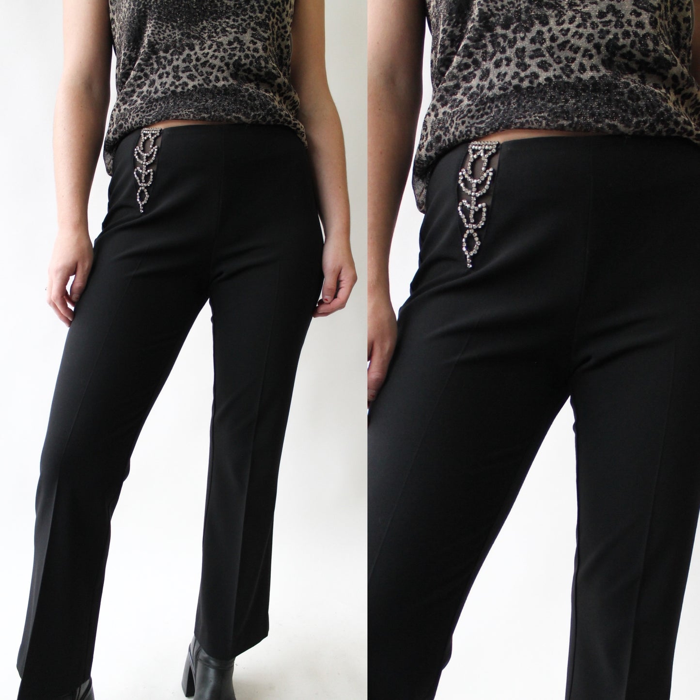 90s Cache Black Pants with Diamond Cut Out