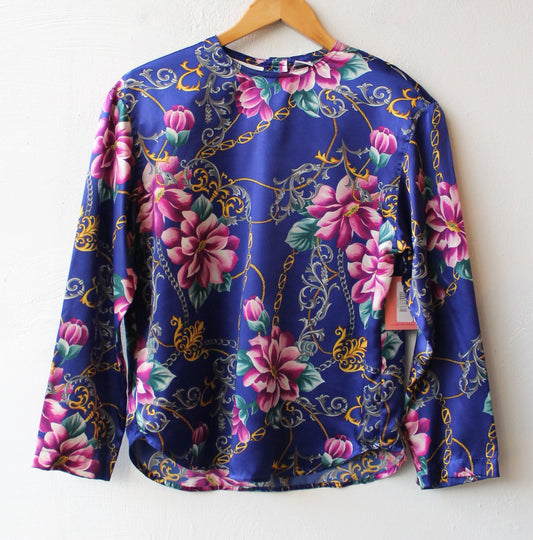 90s Satin Top with Chains and Flowers