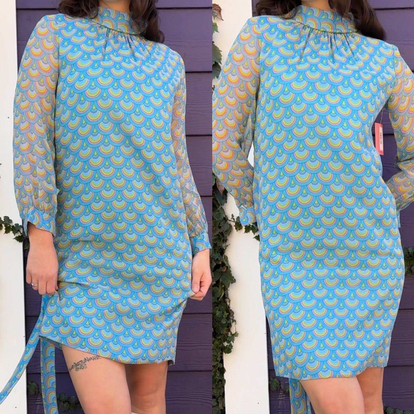 60s Scallop Scales Groovy Dress