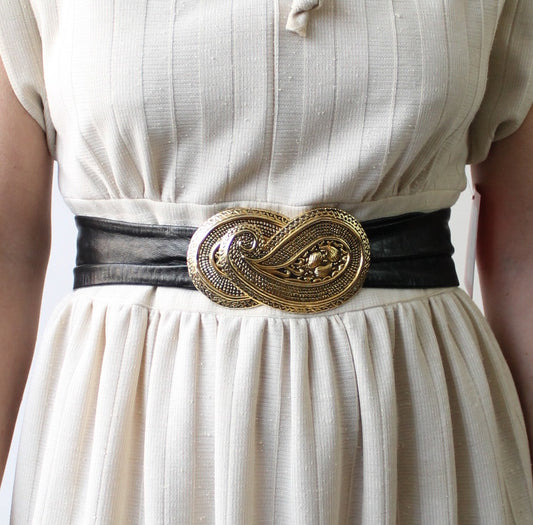 80s Gold Paisley Buckle Belt