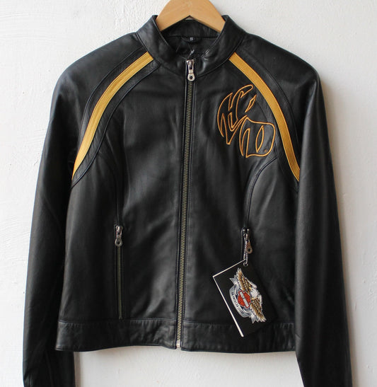 Y2K Deadstock Harley Davidson Moto Jacket with Back Embroidery