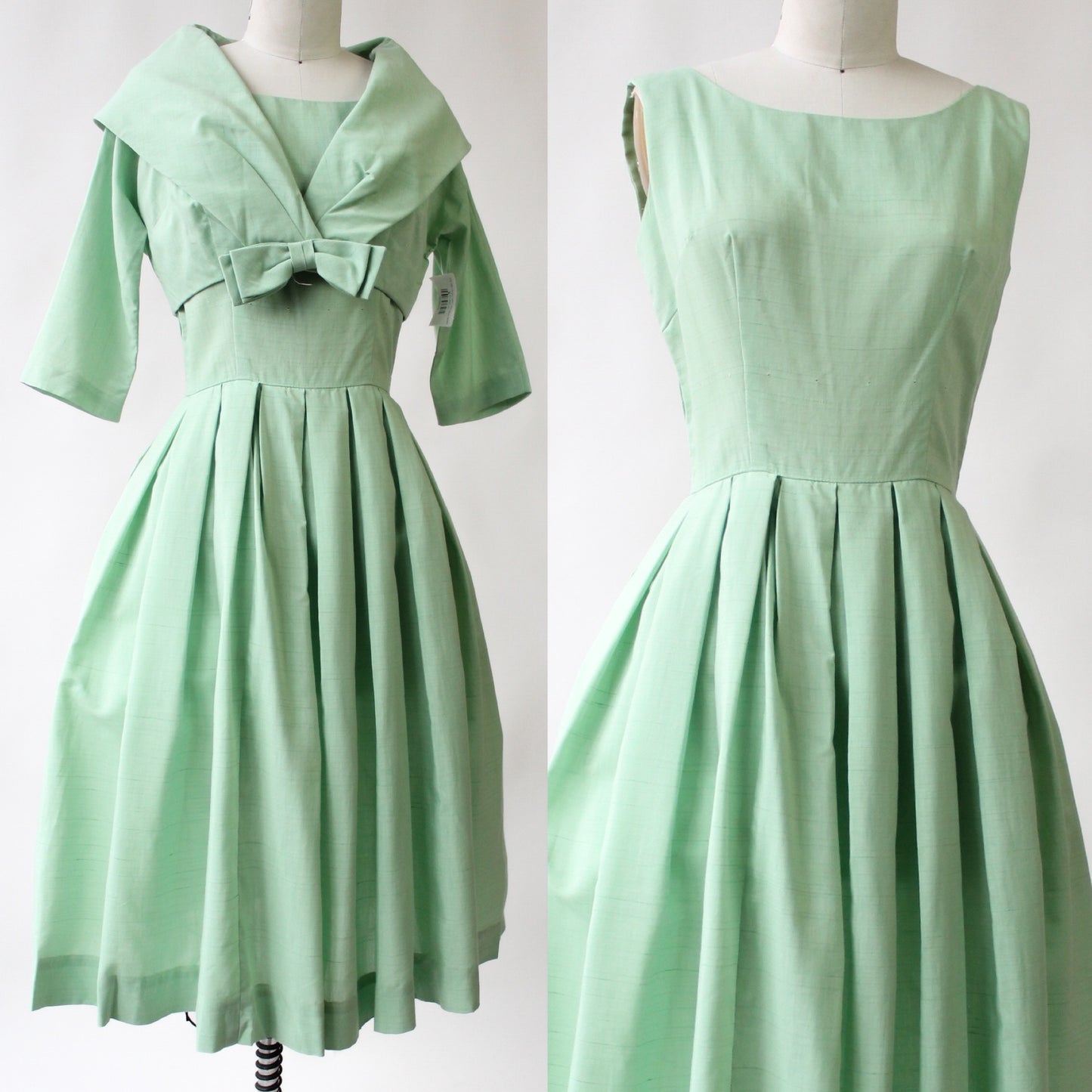 50s Mint Dress with Little Bow Jacket