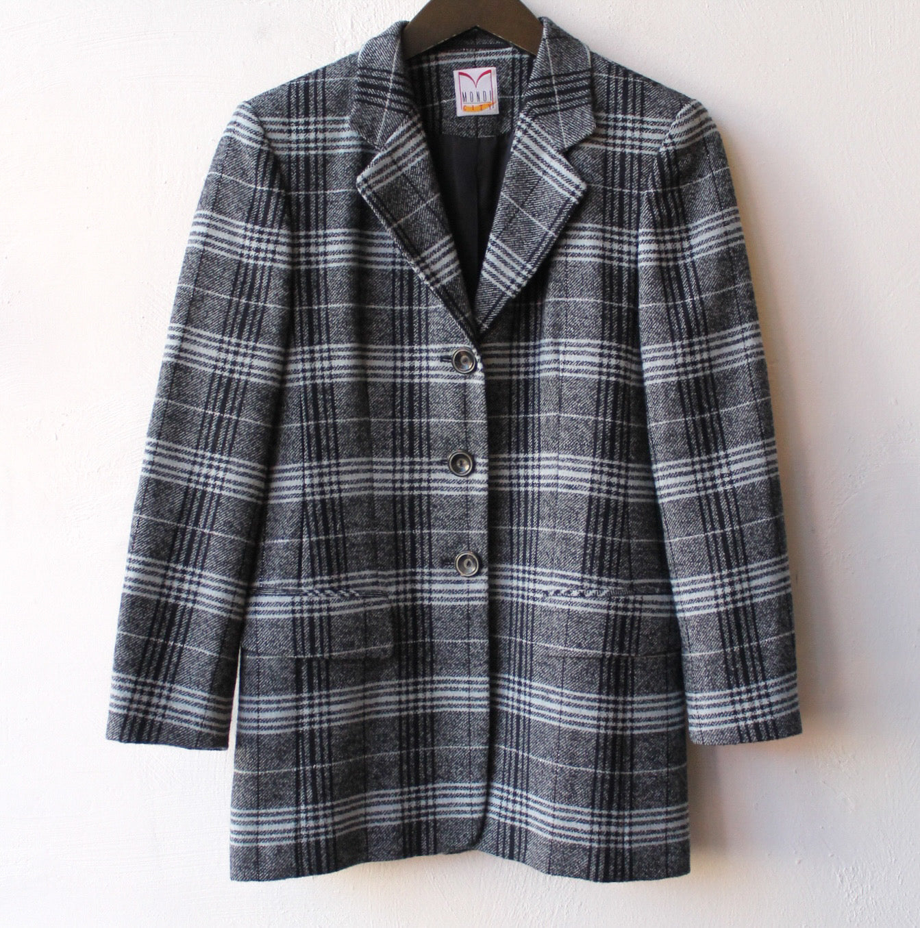 90s Mondi City Plaid Blazer with Glitter Threads