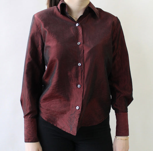 90s Linda Allard Deep Merlot Silk Blouse