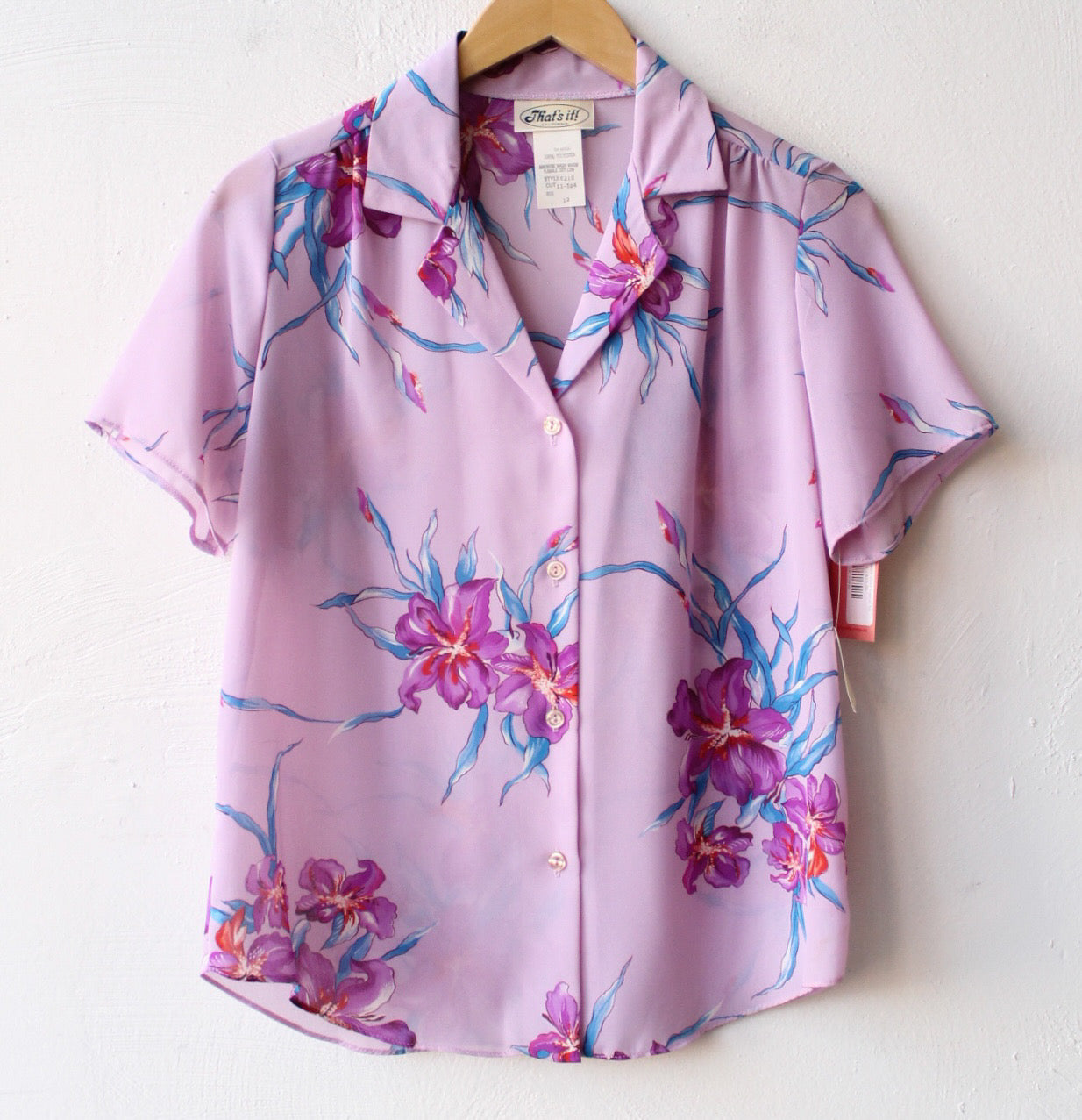 80s Deadstock Sheer Tropical Top