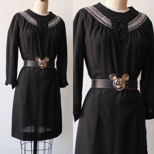 60s Boho Black Tunic Style Dress