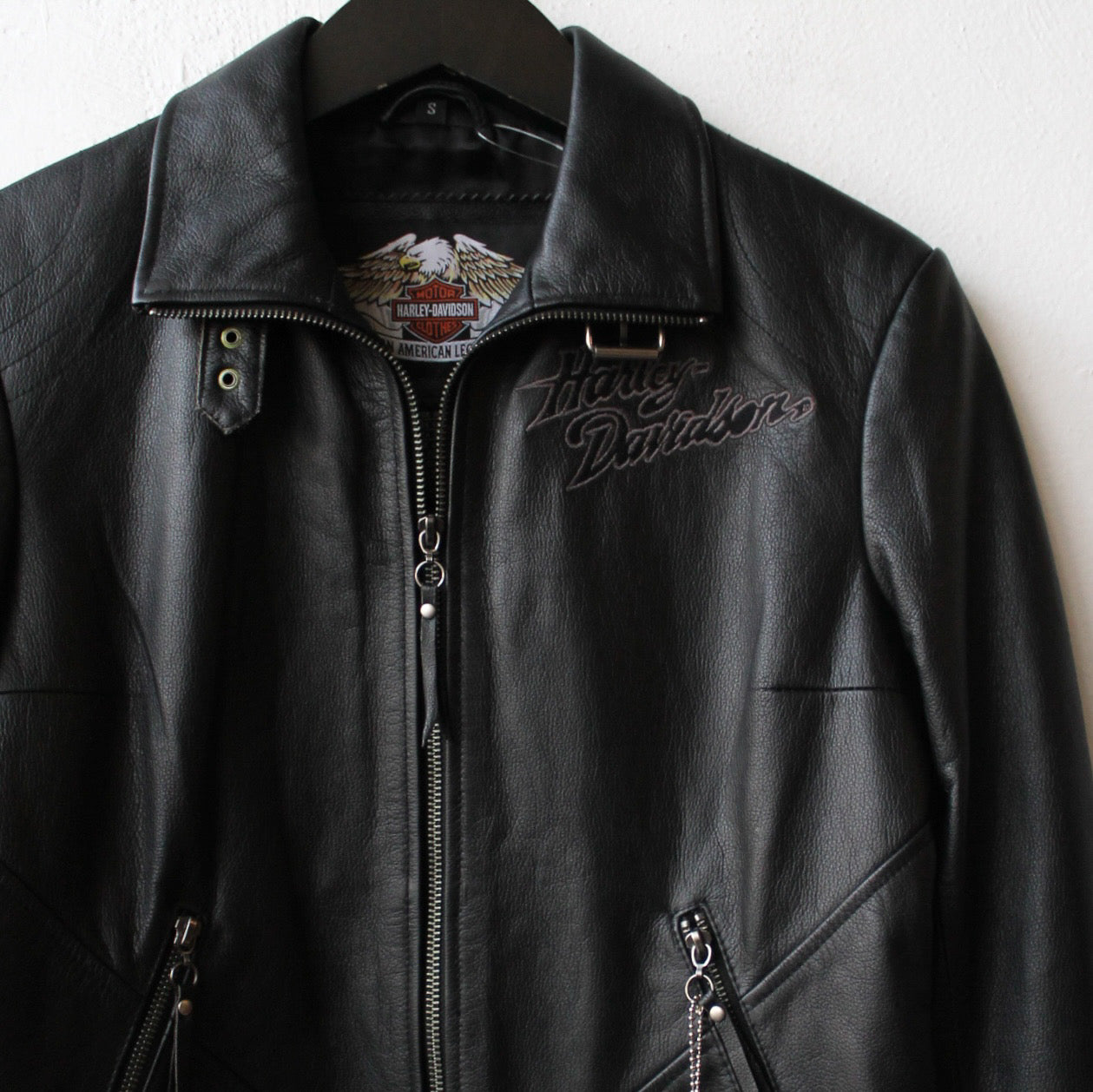 Y2K Deadstock Harley Davidson Embroidered Cafe Racer Leather Jacket