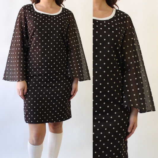 60s Polka Dot Dress with Angel Sleeves